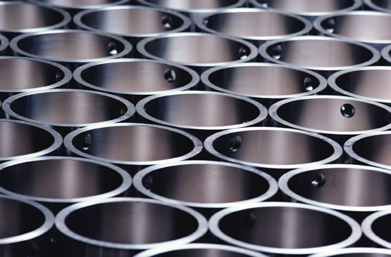 Rows of machined steel cylinders