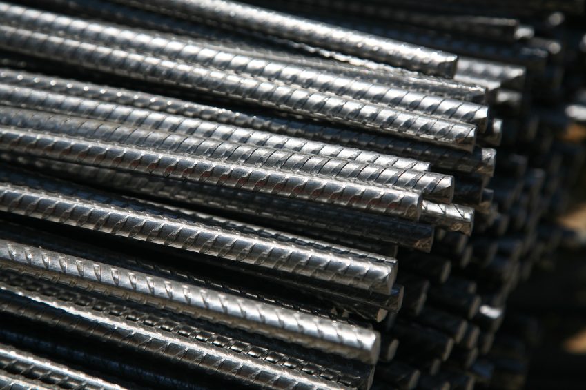 Bundles of steel reinforcing bar