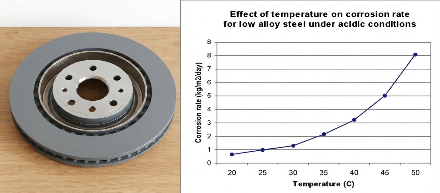 Effect of temperature on the corrosion rate of low-alloy steel under acidic conditions