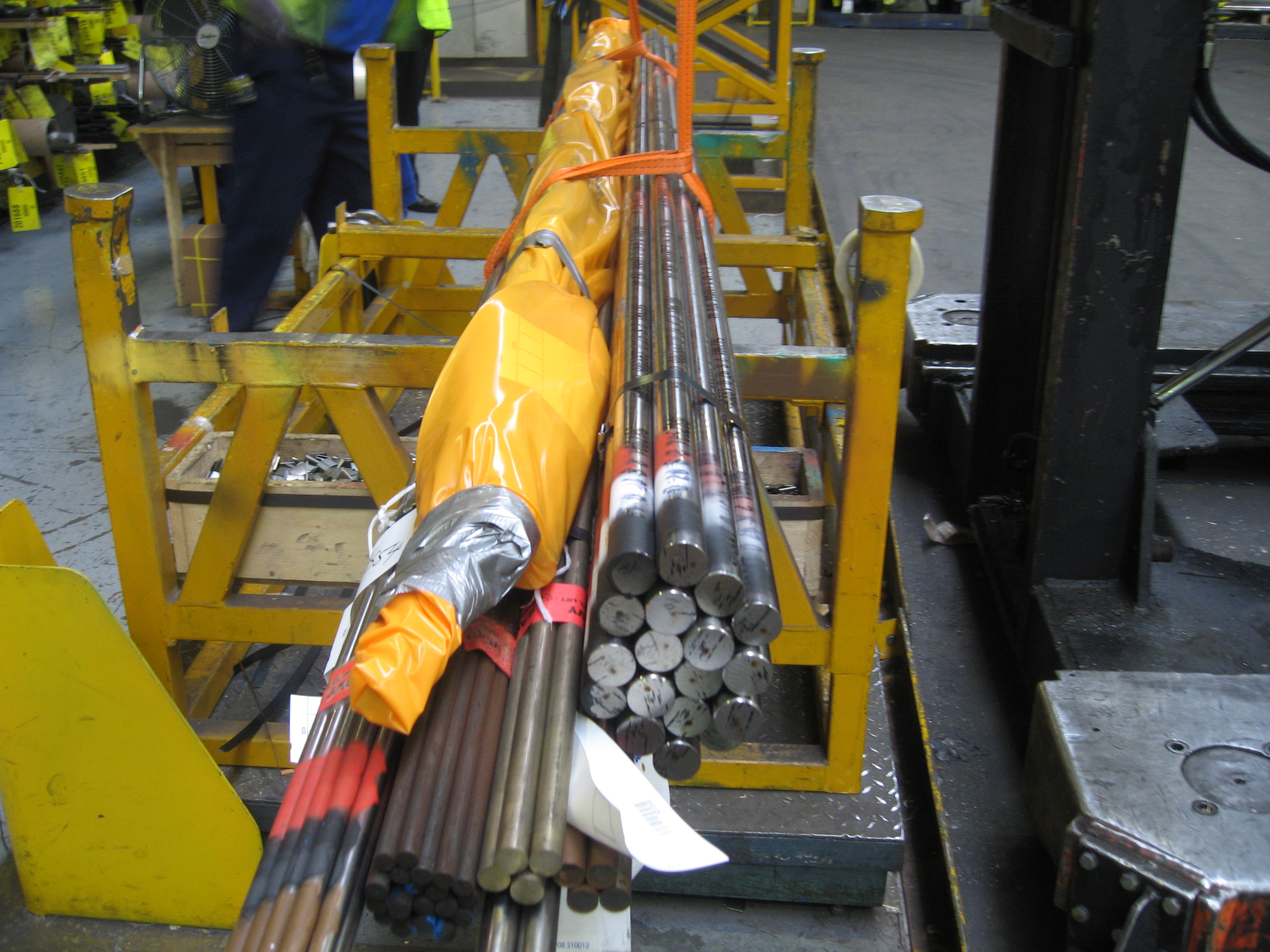 Metal industry components wrapped with VCI protective packaging to prevent corrosion